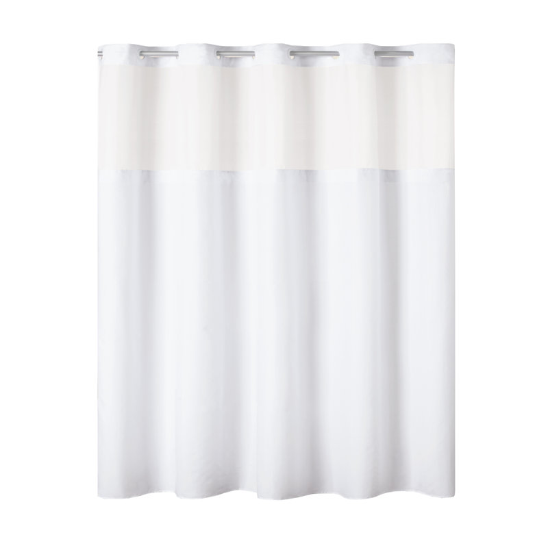 Hookless Antigo Plain Weave Shower Curtain With Fabric Liner White
